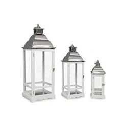 LANTERNEA LEGNO LATTA CROMO 35CM BIANCA