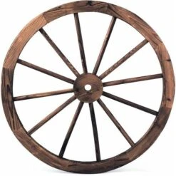 2 Ruote In Legno, Ruota Decorativa Da Giardino, Casa Decorazione,Marrone 76x76x3,5 Cm