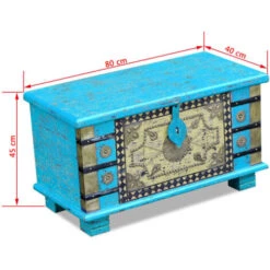 Baule Blu Legno Di Mango 80x40x45 Cm VidaXL -Armonia Decor 3765068 3