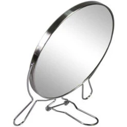Specchio Cosmetico Da Trucco Con Zoom Di Ingrandimento Portatile Per Barba Rasatura Girevole Da Tavolo ø 17 Cm In Acciaio Cromato -Armonia Decor 37768208 2