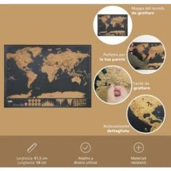 Mappa Del Mondo Mappamondo Da Grattare Cartina Geografica Viaggia Vacanza Poster -Armonia Decor 38060681 5