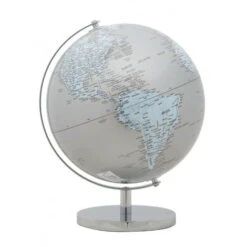 Dmora Mappamondo Decorativo, Plastica E Ferro, Colore Argento, Misure: 25 X 25 X 34 Cm, Con Imballo Rinforzato -Armonia Decor 38269856 2