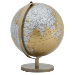 Dmora Mappamondo Decorativo, Metallo E Plastica, Colore Oro, Misure: 25 X 25 X 34 Cm, Con Imballo Rinforzato -Armonia Decor 38269888 3