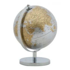 Dmora Mappamondo Decorativo, Metallo E Plastica, Colore Argento, Misure: 20 X 20 X 28 Cm, Con Imballo Rinforzato -Armonia Decor 38270108 3