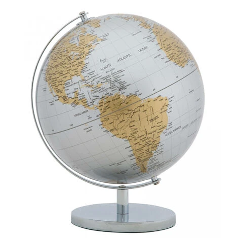 Dmora Mappamondo Decorativo, Metallo E Plastica, Colore Argento, Misure: 25 X 25 X 34 Cm, Con Imballo Rinforzato 4 Dmora Mappamondo Decorativo, Metallo E Plastica, Colore Argento, Misure: 25 X 25 X 34 Cm, Con Imballo Rinforzato - immagine 2