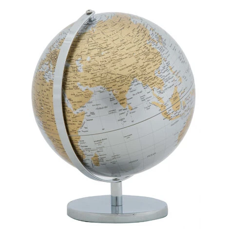 Dmora Mappamondo Decorativo, Metallo E Plastica, Colore Argento, Misure: 25 X 25 X 34 Cm, Con Imballo Rinforzato 5 Dmora Mappamondo Decorativo, Metallo E Plastica, Colore Argento, Misure: 25 X 25 X 34 Cm, Con Imballo Rinforzato - immagine 3
