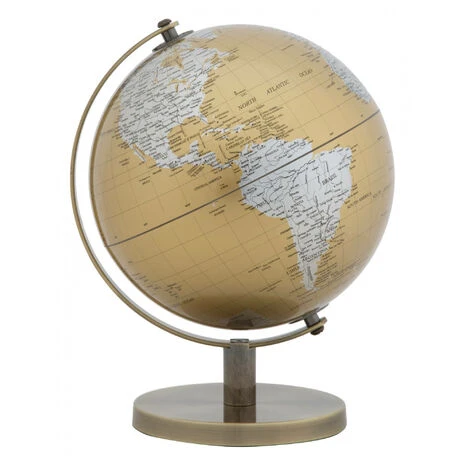 Dmora Mappamondo Decorativo, Metallo E Plastica, Colore Oro, Misure: 20 X 20 X 28 Cm, Con Imballo Rinforzato 4 Dmora Mappamondo Decorativo, Metallo E Plastica, Colore Oro, Misure: 20 X 20 X 28 Cm, Con Imballo Rinforzato - immagine 2