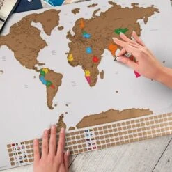 Poster Mappamondo Da Grattare Con Bandiere Cartina Mappa Del Mondo 80x60 Bianco -Armonia Decor 38991366 5