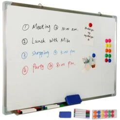 Lavagna Magnetica Bianca XL 90x60 In Alluminio Pennarello Cancellabile E Magneti