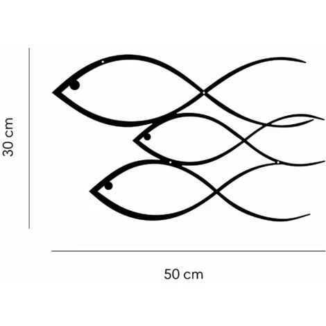 Decorazione Da Parete Pesci 50x30 Cm In Acciaio Nero Homemania 5 Decorazione Da Parete Pesci 50x30 Cm In Acciaio Nero Homemania - immagine 3