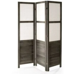 PARAVENTO TURANDOT 3 ANTE IN LEGNO E TESSUTO