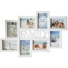 Cornice Portafoto Da Parete Con 8 Porta Foto 10x15 E Scritta Family Bianco