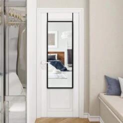 COSTWAY Specchio Figura Intera Da Parete, Specchio Per Porta, Cornice In Legno, 107,4x36,5cm, Nero -Armonia Decor 41983357 3