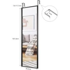 COSTWAY Specchio Figura Intera Da Parete, Specchio Per Porta, Cornice In Legno, 107,4x36,5cm, Nero -Armonia Decor 41983357 5