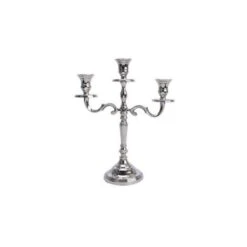 Decoris CANDELABRO IN ALLUMINIO SMALTATO LUCIDO SILVER H30CM
