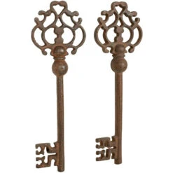 Set 2 Chiavi In Fusione Di Ferro, Riproduzione Di Antiche Chiavi