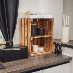 GrandBox Cassetta Legno Fiammato 50x40x30 Con Pavimento Casse Per Vino:Set Di 1 -Armonia Decor 44130995 3