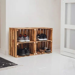 GrandBox Cassetta Legno Fiammato 50x40x30 Con Pavimento Casse Per Vino:Set Di 1 -Armonia Decor 44130995 5