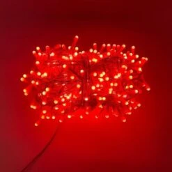 Luccika Home Stringa Luminosa Catena Serie Di Luci Per Albero Di Natale Luminosita' 360o Cavo Trasparente 15 Mt Con 300 Led Rosso Con 8 Giochi Di Luce E Memoria Per Uso Esterno Interno Rosso 15 Metri