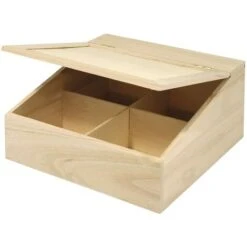 RAYHER - BOX IN LEGNO FSC DA DECORARE CON COPERCHIO 24X24X12CM - 4 SCOMPARTI ALL'INTERNO