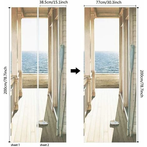 Kueatily 2 Pcs 3D Adesivo Porta Trompe L'Oeil Effetto Autoadesivo Rimovibile Sticker Per Decor Cucina Camera Da Letto Bagno Parete 4 Kueatily 2 Pcs 3D Adesivo Porta Trompe L'Oeil Effetto Autoadesivo Rimovibile Sticker Per Decor Cucina Camera Da Letto Bagno Parete - immagine 2