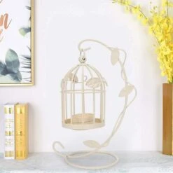 Kueatily Candeliere Decorativo A Gabbia Per Uccelli, Portacandele In Ferro Vintage Per La Decorazione Della Tavola Di Nozze (bianco) -Armonia Decor 47439649 3