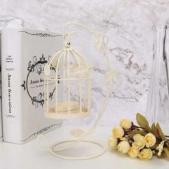 Kueatily Candeliere Decorativo A Gabbia Per Uccelli, Portacandele In Ferro Vintage Per La Decorazione Della Tavola Di Nozze (bianco) -Armonia Decor 47439649 4