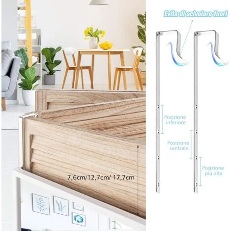 Specchio A Figura Intera Per Porta, Specchio Con 2 Ganci E Altezza Regolabile, Specchio A Muro In Vetro Antideflagrante, 37,5x1,5x107,4 Cm (Bianco) 4 Specchio A Figura Intera Per Porta, Specchio Con 2 Ganci E Altezza Regolabile, Specchio A Muro In Vetro Antideflagrante, 37,5x1,5x107,4 Cm (Bianco) - immagine 2