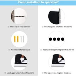 Specchio A Figura Intera Per Porta, Specchio Con 2 Ganci E Altezza Regolabile, Specchio A Muro In Vetro Antideflagrante, 37,5x1,5x107,4 Cm (Bianco) 10 Specchio A Figura Intera Per Porta, Specchio Con 2 Ganci E Altezza Regolabile, Specchio A Muro In Vetro Antideflagrante, 37,5x1,5x107,4 Cm (Bianco) -Armonia Decor 47524745 4