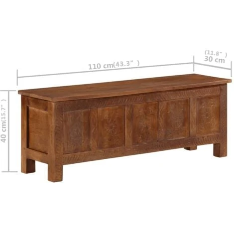 Scatola Portaoggetti 110x30x40 Cm In Legno Massello Di Mango VidaXL 5 Scatola Portaoggetti 110x30x40 Cm In Legno Massello Di Mango VidaXL - immagine 3