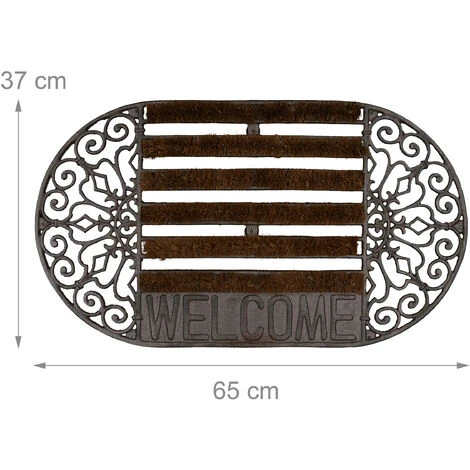 Relaxdays Zerbino Ingresso Casa, Tappetino Ovale, WELCOME, In Ghisa Resistente Alle Intemperie, Indoor & Outdoor, Bronzo 6 Relaxdays Zerbino Ingresso Casa, Tappetino Ovale, WELCOME, In Ghisa Resistente Alle Intemperie, Indoor & Outdoor, Bronzo - immagine 4