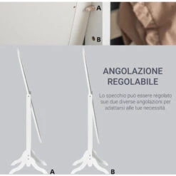 HOMCOM Specchio Da Terra A Figura Intera Con Inclinazione Regolabile, Specchiera Autoportante - Bianco 10 HOMCOM Specchio Da Terra A Figura Intera Con Inclinazione Regolabile, Specchiera Autoportante - Bianco -Armonia Decor 48390841 4