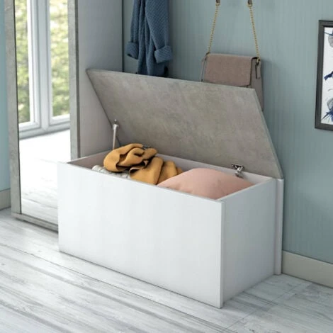 Dmora Baule Miltonia, Capiente Box Contenitore Multiuso, Cassapanca Moderna, 100% Made In Italy, Cm 90x45h45, Bianco E Cemento, Con Imballo Rinforzato 3 Dmora Baule Miltonia, Capiente Box Contenitore Multiuso, Cassapanca Moderna, 100% Made In Italy, Cm 90x45h45, Bianco E Cemento, Con Imballo Rinforzato