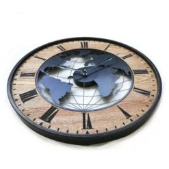 Rebecca Mobili Orologio A Muro Tondo Retro Marrone Nero Mdf Analogico 50x50x4,5 -Armonia Decor 49978819 3