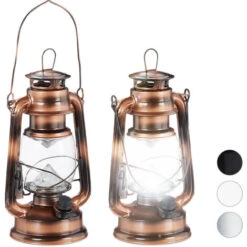 2x Lanterna LED, Lampada Decorativa Retrò Per Finestre O Da Giardino, A Batteria, Bronzo