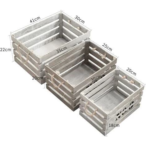 Rebecca Mobili Set 3 Cassette Contenitori Legno Bianco Shabby Vintage 22x41x30 4 Rebecca Mobili Set 3 Cassette Contenitori Legno Bianco Shabby Vintage 22x41x30 - immagine 2