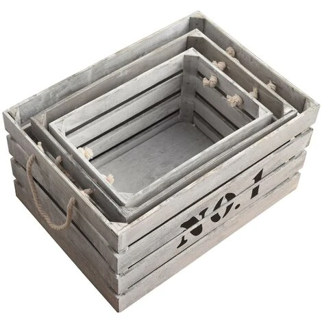 Rebecca Mobili Set 3 Cassette Contenitori Legno Bianco Shabby Vintage 22x41x30 5 Rebecca Mobili Set 3 Cassette Contenitori Legno Bianco Shabby Vintage 22x41x30 - immagine 3