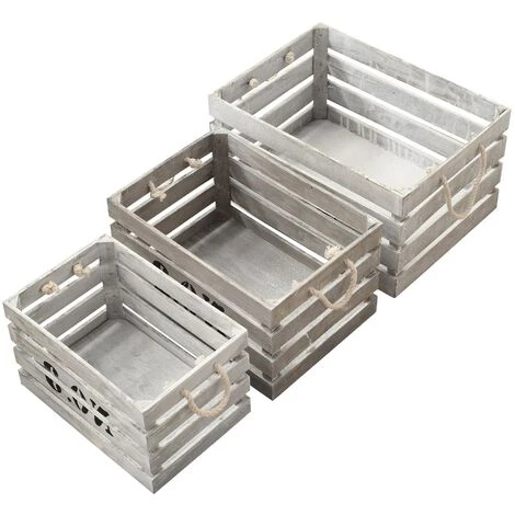 Rebecca Mobili Set 3 Cassette Contenitori Legno Bianco Shabby Vintage 22x41x30 6 Rebecca Mobili Set 3 Cassette Contenitori Legno Bianco Shabby Vintage 22x41x30 - immagine 4