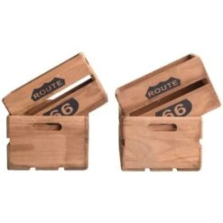Rebecca Mobili Set 4 Cassette Scatole Legno Portaoggetti Legno Marrone 15x35x22 -Armonia Decor 50410396 4
