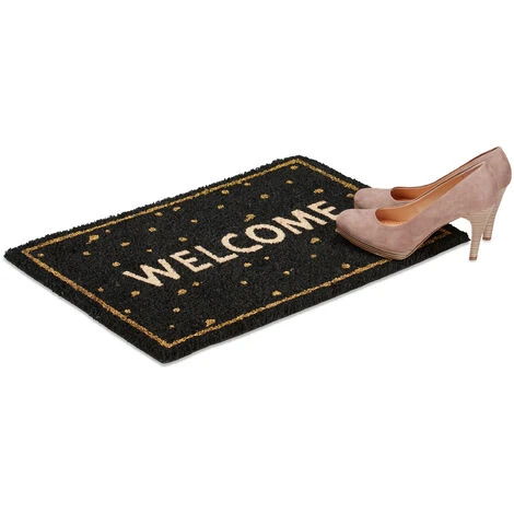 Relaxdays Zerbino Ingresso Casa WELCOME, 60x40 Cm, Motivo A Pois, Antiscivolo, Fibra Di Cocco E Gomma, Multicolore 3 Relaxdays Zerbino Ingresso Casa WELCOME, 60x40 Cm, Motivo A Pois, Antiscivolo, Fibra Di Cocco E Gomma, Multicolore