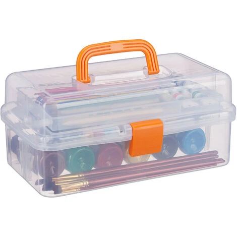 Relaxdays Scatola Trasparente Plastica, 9 Scomparti Per Oggetti Piccoli, Maniglia Per Trasporto, Chiusura A Scatto, HBT 14x33x19 Cm, Arancione 3 Relaxdays Scatola Trasparente Plastica, 9 Scomparti Per Oggetti Piccoli, Maniglia Per Trasporto, Chiusura A Scatto, HBT 14x33x19 Cm, Arancione