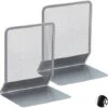 Relaxdays Set Da 2 Fermalibri Per Mensole, Supporti Libri, Reggilibri A Rete In Acciaio, HLP 16,5x13,5x10,5 Cm, Argento -Armonia Decor 51972262 1