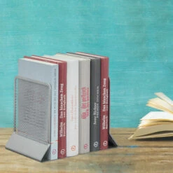 Relaxdays Set Da 2 Fermalibri Per Mensole, Supporti Libri, Reggilibri A Rete In Acciaio, HLP 16,5x13,5x10,5 Cm, Argento -Armonia Decor 51972262 5