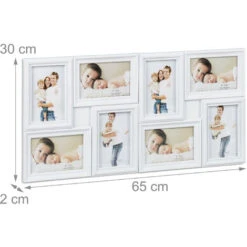 Relaxdays Cornice Per 8 Foto, In Formato Verticale O Orizzontale, Da Parete, In Plastica, HL 30x65cm, Colore Bianco -Armonia Decor 51972996 4