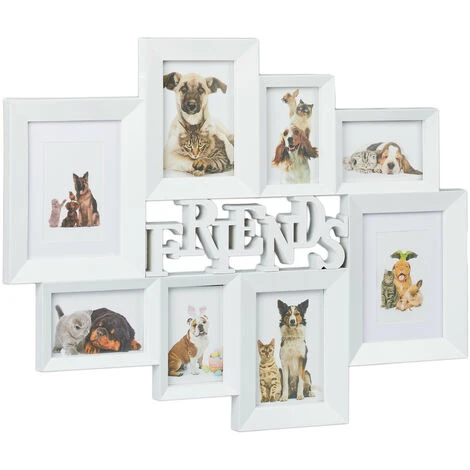 Relaxdays Cornice Portafoto Multiplo Per 8 Fotografie, Scritta Centrale “Friends”, HL: 57x73, Disponibile In Bianco 3 Relaxdays Cornice Portafoto Multiplo Per 8 Fotografie, Scritta Centrale “Friends”, HL: 57x73, Disponibile In Bianco