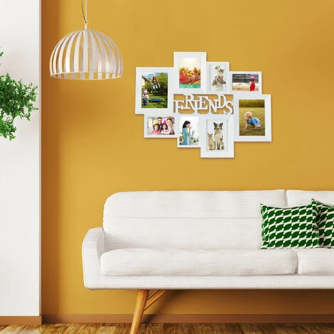 Relaxdays Cornice Portafoto Multiplo Per 8 Fotografie, Scritta Centrale “Friends”, HL: 57x73, Disponibile In Bianco 4 Relaxdays Cornice Portafoto Multiplo Per 8 Fotografie, Scritta Centrale “Friends”, HL: 57x73, Disponibile In Bianco - immagine 2