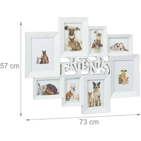 Relaxdays Cornice Portafoto Multiplo Per 8 Fotografie, Scritta Centrale “Friends”, HL: 57x73, Disponibile In Bianco 6 Relaxdays Cornice Portafoto Multiplo Per 8 Fotografie, Scritta Centrale “Friends”, HL: 57x73, Disponibile In Bianco - immagine 4