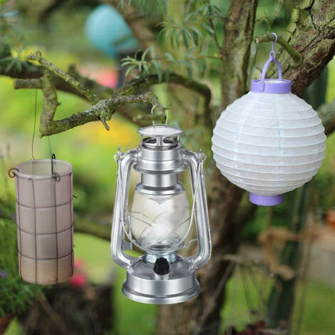 Lanterna LED, Lampada Decorativa Retrò Per Finestre O Da Giardino, A Batteria, Argento 4 Lanterna LED, Lampada Decorativa Retrò Per Finestre O Da Giardino, A Batteria, Argento - immagine 2