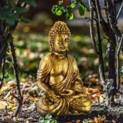 Relaxdays Buddha, Figura Da Giardino, Resistente Alle Intemperie, Buddha Seduto, In Poliresina, 30x18,5x12,5 Cm, Dorata 8 Relaxdays Buddha, Figura Da Giardino, Resistente Alle Intemperie, Buddha Seduto, In Poliresina, 30x18,5x12,5 Cm, Dorata -Armonia Decor 51980357 2