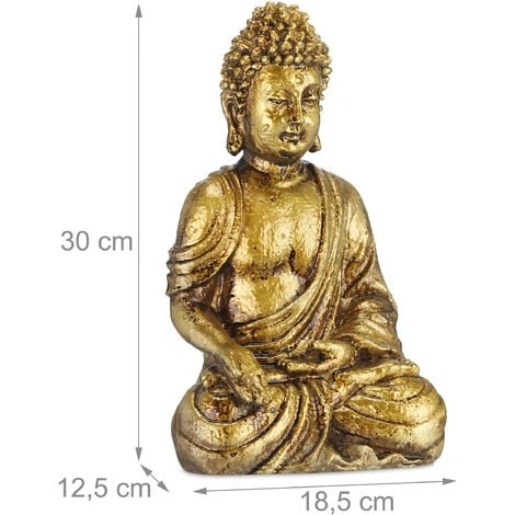 Relaxdays Buddha, Figura Da Giardino, Resistente Alle Intemperie, Buddha Seduto, In Poliresina, 30x18,5x12,5 Cm, Dorata 6 Relaxdays Buddha, Figura Da Giardino, Resistente Alle Intemperie, Buddha Seduto, In Poliresina, 30x18,5x12,5 Cm, Dorata - immagine 4